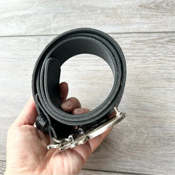 Kudos Braided Leather Belt With NBEL Vintage Buckle Made in  Italy Unisex - Picture 3 of 14